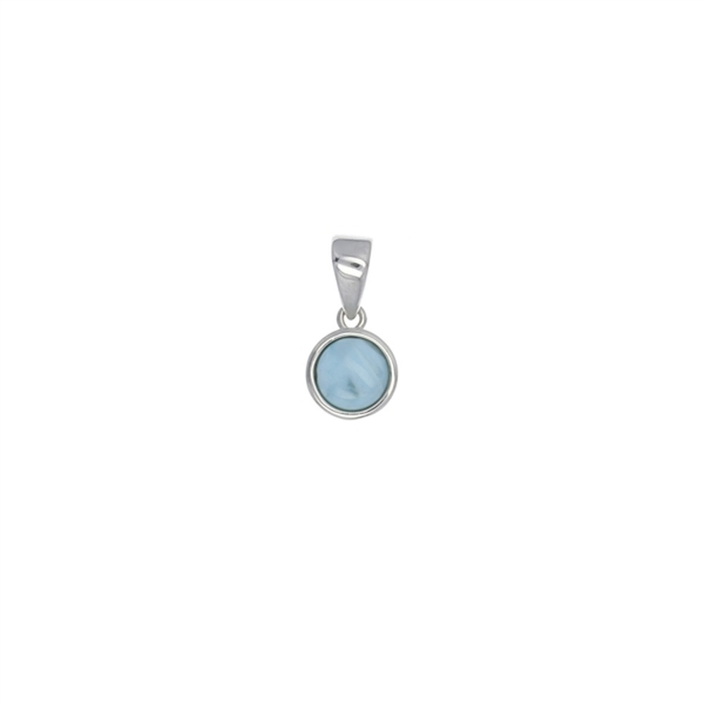 925 Sterling Silver 10mm Round Larimar Pendant 1.65 gm
